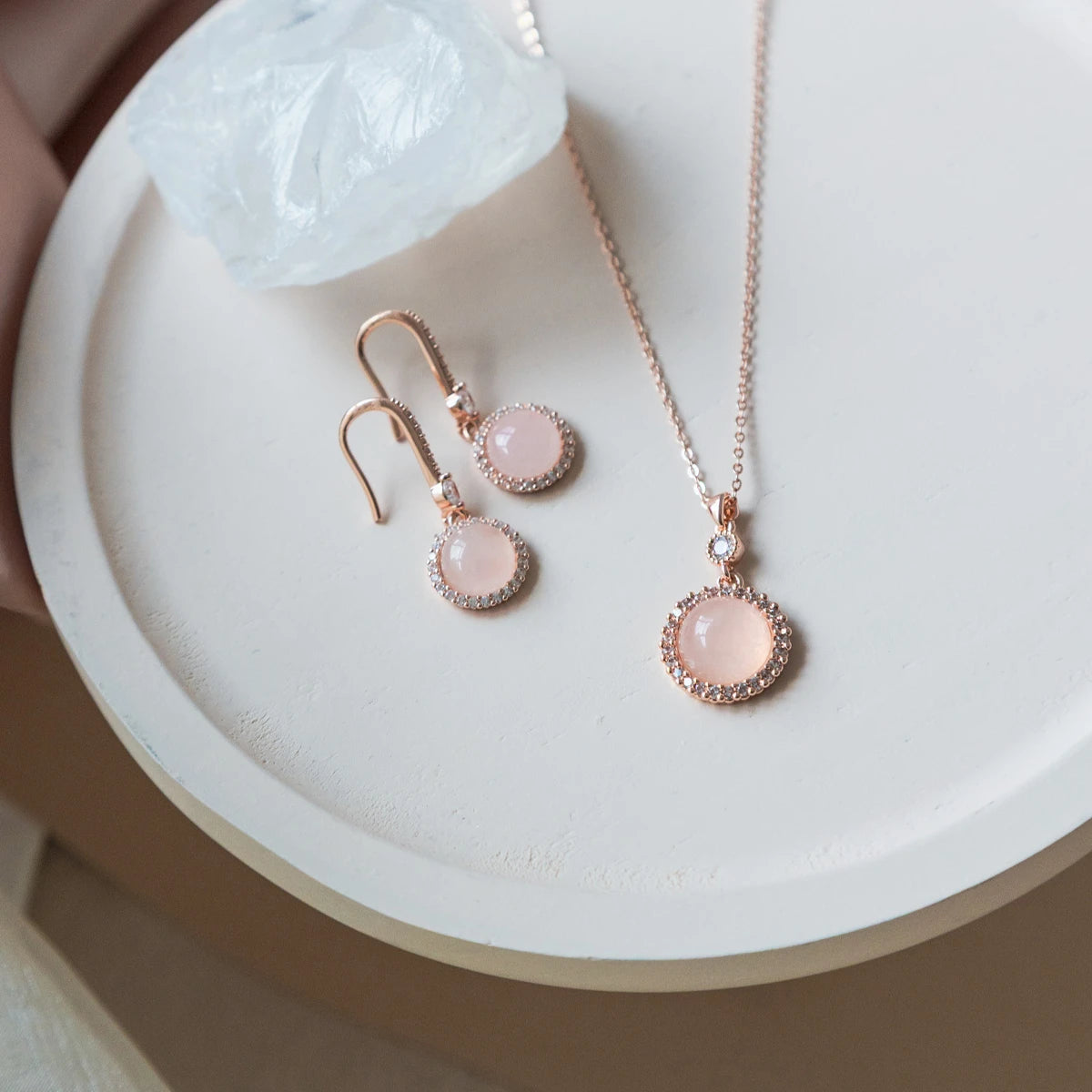 ローズクォーツ(紅水晶)ピアス